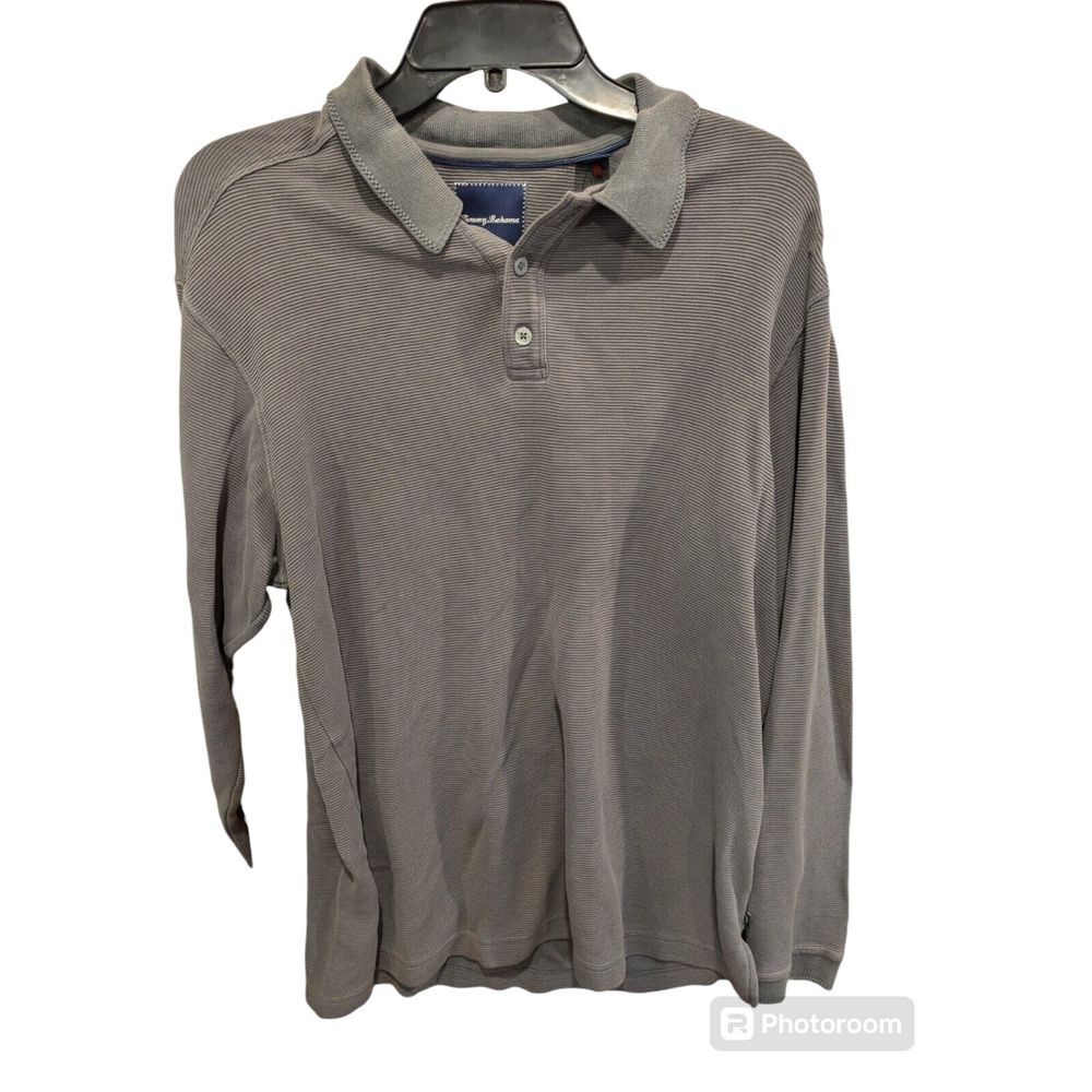 Tommy Bahama Shirt Men's Large  Polo  Long Sleeve Henley‎ Silk Blend